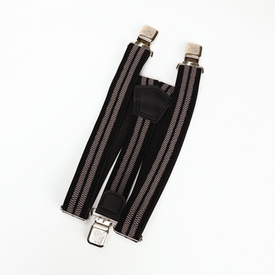 Подтяжки взрослые «Великан» для полных, ширина 3.8 см, чёрный/серый