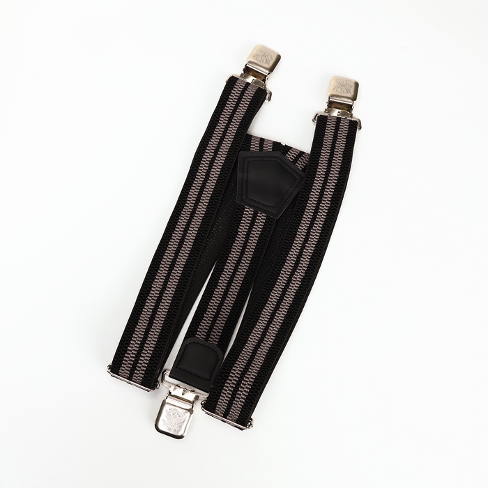 Подтяжки взрослые «Великан» для полных, ширина 3.8 см, чёрный/серый - Фото 1