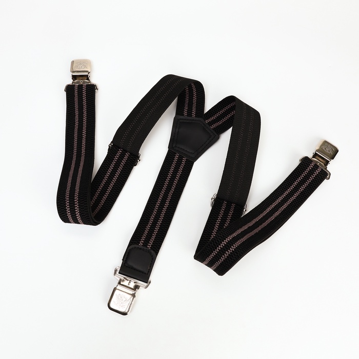 Подтяжки взрослые «Великан» для полных, ширина 3.8 см, чёрный/бежевый - Фото 1