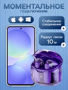 Наушники беспроводные K20, TWS, вкладыши, Bluetooth 5.0, 35/260 мАч, шумоподавление, фиолетовые в прозрачном кейсе - Фото 2