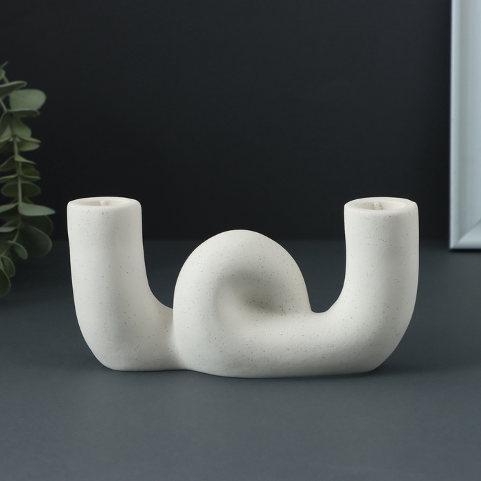 Подсвечник на 2 свечи TAKE IT EASY «Узел», белый, 17×3.5×8.5 см - Фото 1