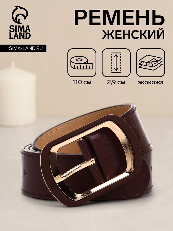 Ремень женский, ширина 2,9 см, пряжка металл, цвет коричневый - Фото 1