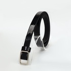 Ремень женский тонкий, 110×1.3 см, прямоугольная пряжка металл, серебристая, чёрный - Фото 1