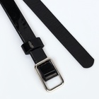 Ремень женский тонкий, 110×1.3 см, прямоугольная пряжка металл, серебристая, чёрный - Фото 5