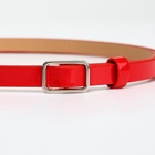 Ремень женский тонкий, 110×1.3 см, прямоугольная пряжка металл, серебристая, красный - Фото 4