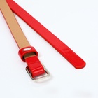 Ремень женский тонкий, 110×1.3 см, прямоугольная пряжка металл, серебристая, красный - Фото 7