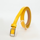 Ремень женский тонкий, 110×1.3 см, прямоугольная пряжка металл, серебристая, жёлтый - Фото 1