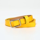 Ремень женский тонкий, 110×1.3 см, прямоугольная пряжка металл, серебристая, жёлтый - Фото 2