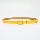 Ремень женский тонкий, 110×1.3 см, прямоугольная пряжка металл, серебристая, жёлтый - Фото 3