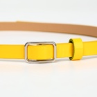 Ремень женский тонкий, 110×1.3 см, прямоугольная пряжка металл, серебристая, жёлтый - Фото 4