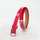 Ремень женский тонкий, 110×1.3 см, прямоугольная пряжка металл, серебристая, фуксия - Фото 1