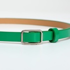 Ремень женский тонкий, 110×1.3 см, прямоугольная пряжка металл, серебристая, зелёный - Фото 4