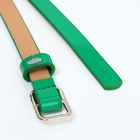 Ремень женский тонкий, 110×1.3 см, прямоугольная пряжка металл, серебристая, зелёный - Фото 5