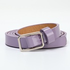 Ремень женский тонкий, 110×1.3 см, прямоугольная пряжка металл, серебристая, сиреневый - Фото 2