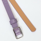 Ремень женский тонкий, 110×1.3 см, прямоугольная пряжка металл, серебристая, сиреневый - Фото 5