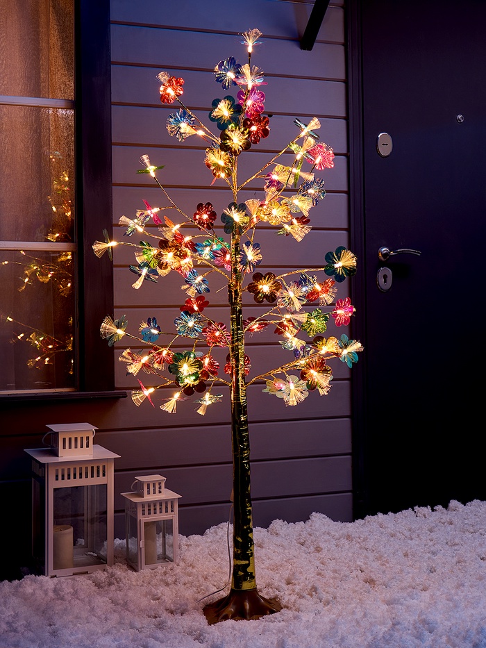 Светодиодное дерево «Неоновые цветы» 1.5 м, 80 LED, постоянное свечение, 220 В, свечение тёплое белое - Фото 1