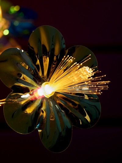 Светодиодное дерево «Неоновые цветы» 1.5 м, 80 LED, постоянное свечение, 220 В, свечение тёплое белое