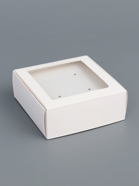 Коробка для бижутерии с PVC окном 8?8?3 см, белый (комплект 5 шт)