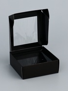 Коробка для бижутерии с PVC окном 8×8×3 см, чёрный - Фото 2