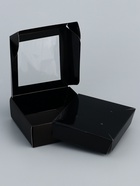Коробка для бижутерии с PVC окном 8×8×3 см, чёрный - Фото 3