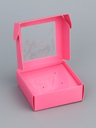 Коробка для бижутерии с PVC окном 8×8×3 см, розовый - Фото 3