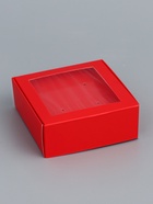 Коробка для бижутерии с PVC окном 8×8×3 см, красный - Фото 2