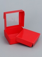 Коробка для бижутерии с PVC окном 8×8×3 см, красный - Фото 3