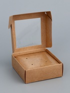 Коробка для бижутерии с PVC окном 8×8×3 см, крафт - Фото 3
