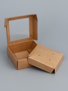 Коробка для бижутерии с PVC окном 8×8×3 см, крафт 10747854