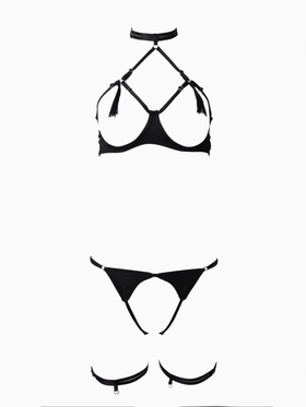 {{photo.Alt || photo.Description || 'Комплект эротического белья, трусики и лиф с доступом, гартер, размер S, черный'}}