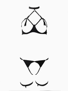 Комплект эротического белья, трусики и лиф с доступом, гартер, размер M, черный - Фото 1