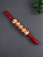 УЦЕНКА Массажёр «Скалка», универсальный, 36.5×5.8 см, 5 шаров с шипами, деревянный - Фото 1