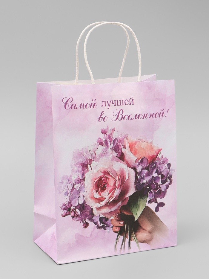 Пакет подарочный крафтовый «Лучшей во вселенной», 25×22×11 см - Фото 1