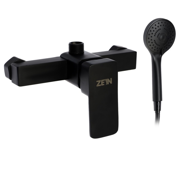 УЦЕНКА Смеситель для душа ZEIN Z3844, однорычажный, душевой набор, лейка 5 режимов, черный - Фото 1