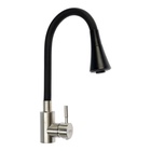 УЦЕНКА Смеситель для кухни ZEIN Z3425, силикон.излив, картридж 35 мм, нерж.сталь, черный/сатин - Фото 1