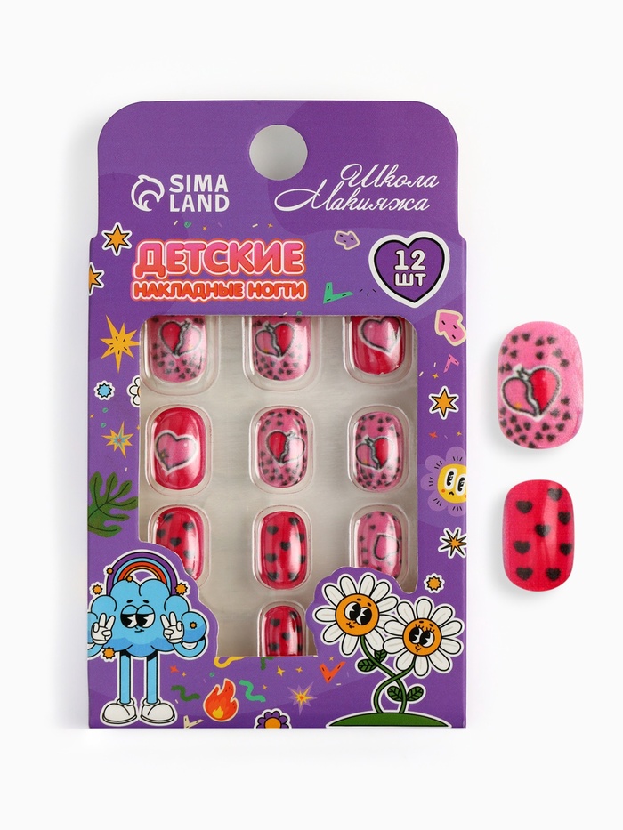 Детские накладные ногти Love Red, 12 шт. - Фото 1