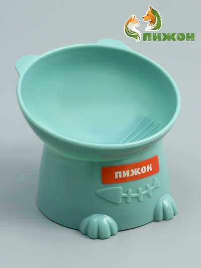 Миска пластиковая на подставке, 13×13×10 см, серая