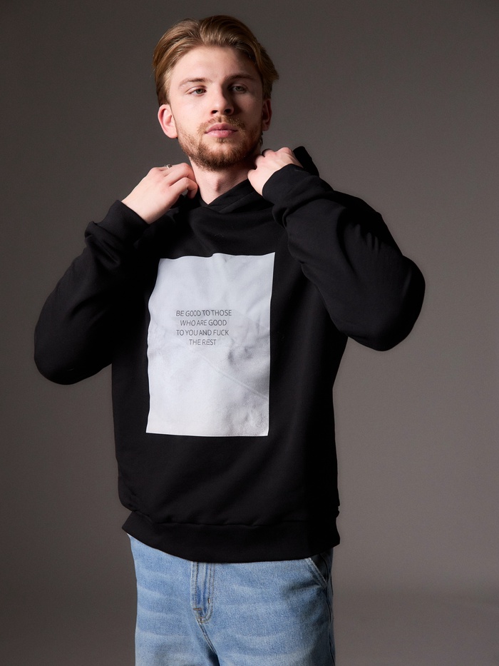 Джемпер (толстовка) мужская MINAKU: Be good, размер 44. чёрная - Фото 1