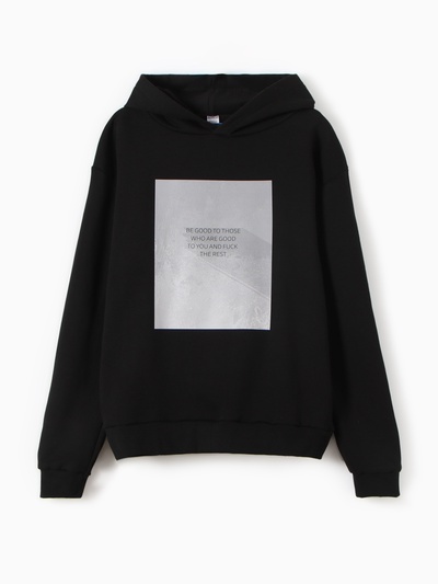 Джемпер (толстовка) мужская MINAKU: Be good, цвет черный, р-р 44