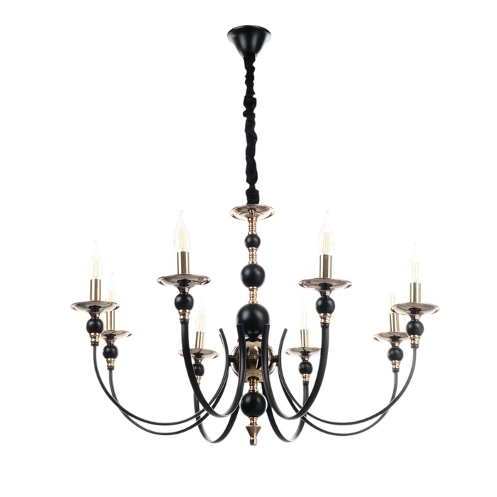 Люстра BayerLux «Венеция», 8хЕ14, 40 Вт, черно-золотой, 87×87×97 см - Фото 1