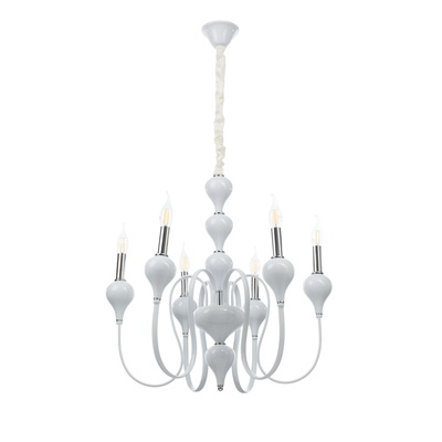 Люстра BayerLux «Бергамо,» 6хЕ14, 40 Вт, бело-хромовый, 60×60×97 см