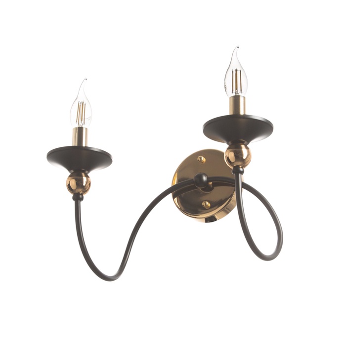 Бра «Милано» 2хЕ14 40 Вт черно-золотой 36×26×24 см - Фото 1