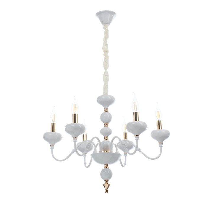 Люстра «Флоренция» 6хЕ14 40 Вт бело-золотой 60×60×78 см - Фото 1