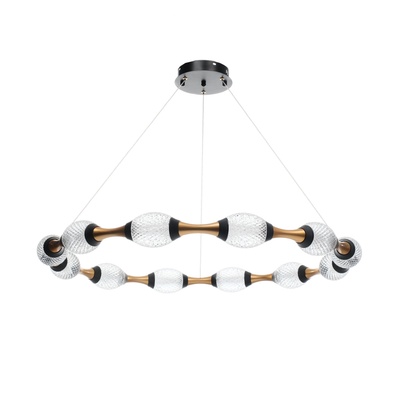 Светильник с ПДУ «Асини» 12хLED =90 Вт черно-золотой 88×88×10-110 см