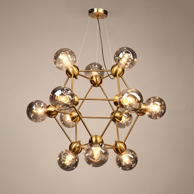 Люстра «Молекула» 12хЕ27 латунь 80×80×65-115 см
