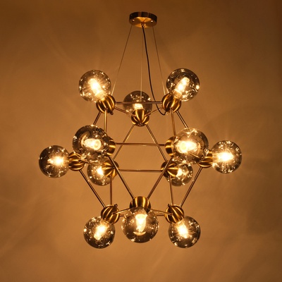 Люстра «Молекула» 12хЕ27 латунь 80×80×65-115 см