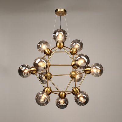 Люстра «Молекула» 12хЕ27 латунь 80×80×65-115 см