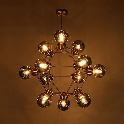 Люстра «Молекула» 12хЕ27 латунь 80×80×65-115 см