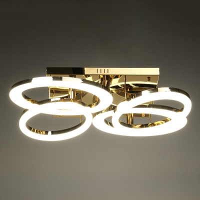 Люстра с пультом BayerLux «Монса», 4х LED, 190 Вт, 3000-6000К, золотистая, 83×56×15 см