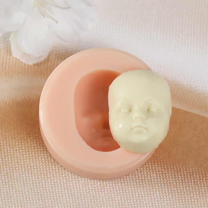 УЦЕНКА Молд силикон «Лицо младенца», №10, размер молда 4.5×4.5×1.5 см, размер выемки 3×2.1×1.1 см - Фото 1